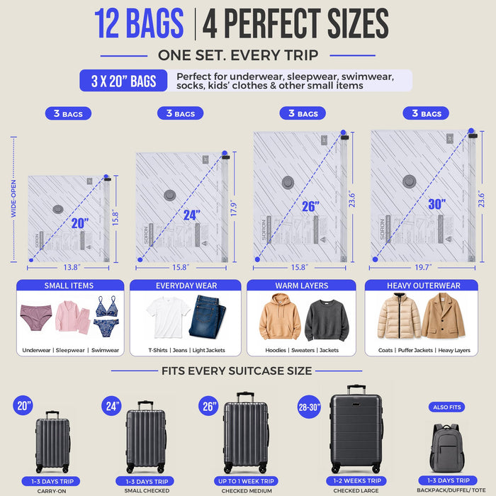 12 pack vacuum storage bags